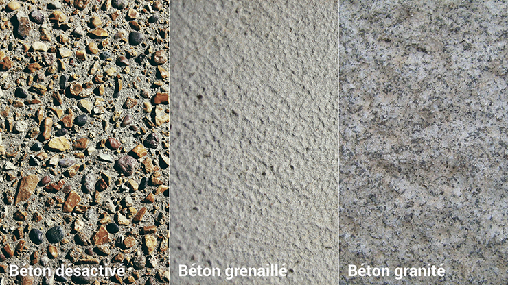 Le béton désactivé comparé aux bétons grenaillés et granités
