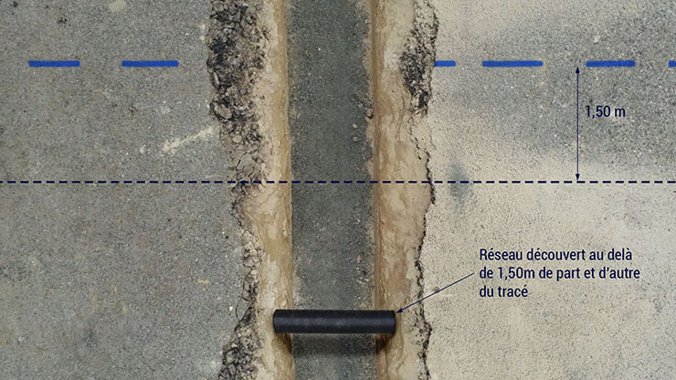 Un exemple d'anomalie d'un tronçon d'ouvrage par rapport au tracé théorique