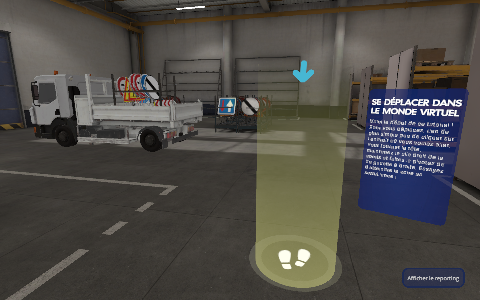 Capture d'écran du module de simulation immersive de signalisation temporaire de chantier.